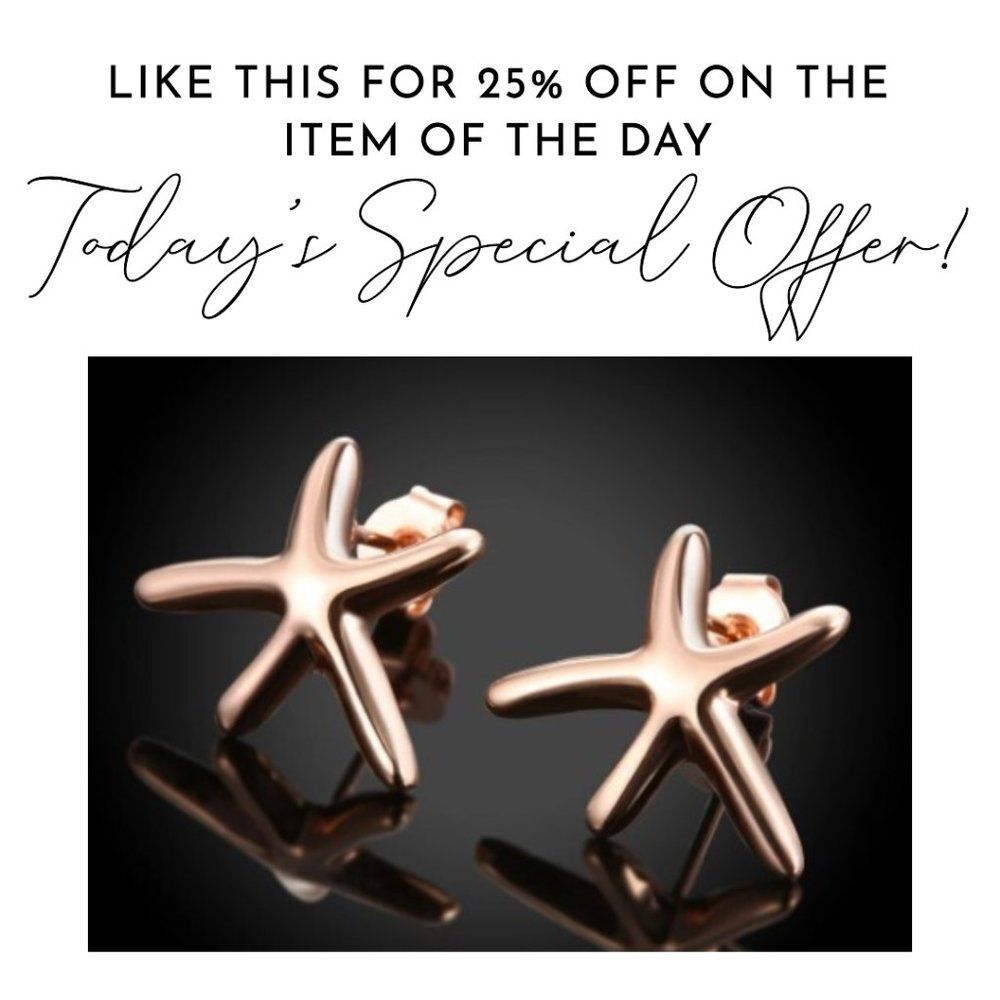 NWOT Unique Rose Gold Starfish Stud Earrings